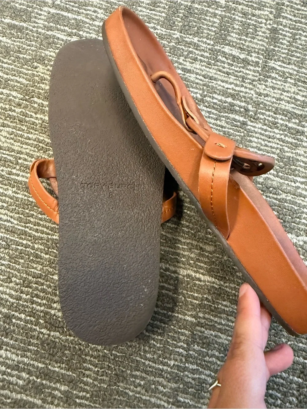 Tory Burch Brown Leather Miller Cloud Arch Support Sandals